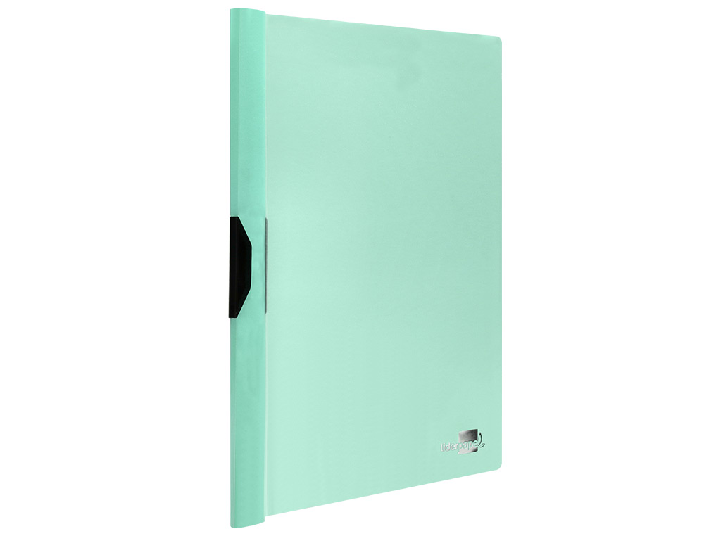 CARPETA LIDERPAPEL DOSSIER PINZA LATERAL POLIPROPILENO DIN A4 VERDE MANZANA OPACO 30 HOJAS PINZA DESLIZANTE