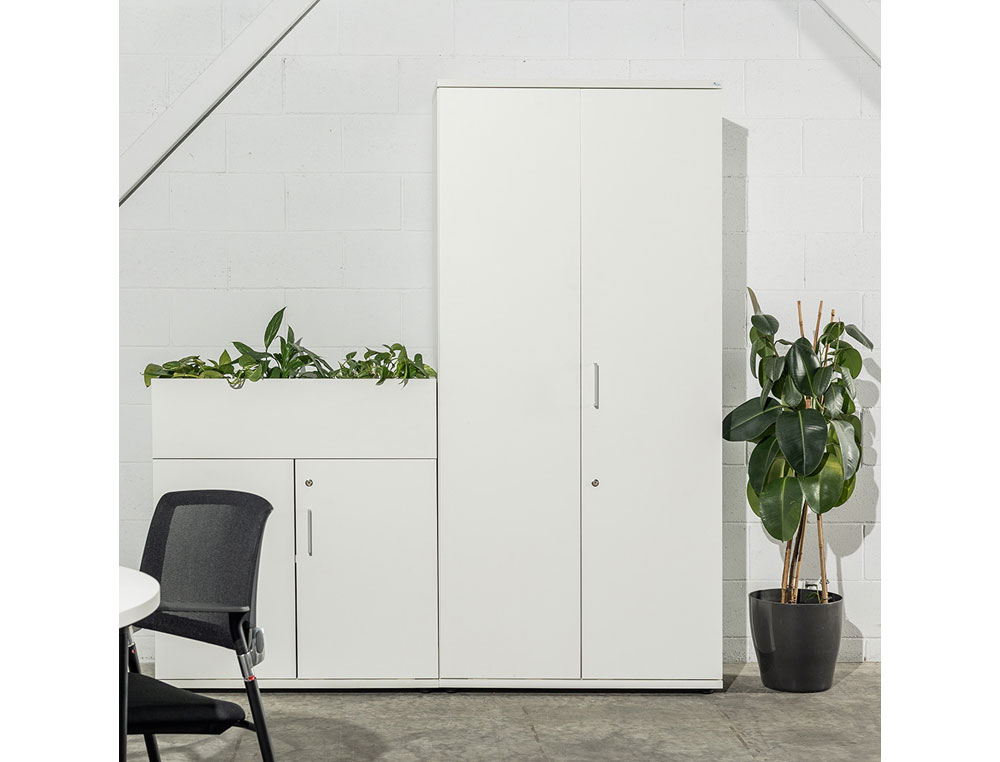 ARMARIO ROCADA CON CUATRO ESTANTES SERIE STORE 156X90X45 CM ACABADO AW04 BLANCO/BLANCO
