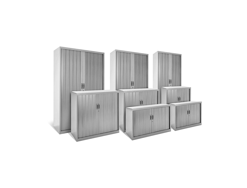 ARMARIO METALICO ROCADA DOS PUERTAS TIPO PERSIANA CON CUATRO BALDAS SERIE STORE 198X120X45 CM GRIS/GRIS