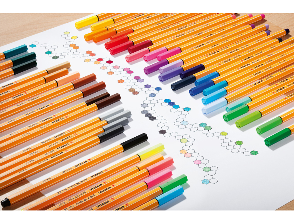 ROTULADOR STABILO PUNTA DE FIBRA POINT 88 BLISTER 6 COLORES SURTIDOS NEON