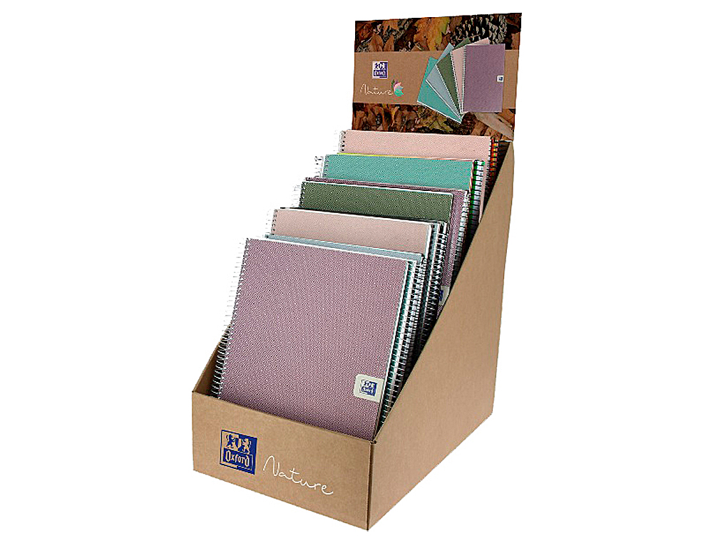 CUADERNO ESPIRAL OXFORD EUROPEAN BOOK NATURE DIN A4+ EXPOSITOR SOBREMESA DE 21 UNIDADES SURTIDAS