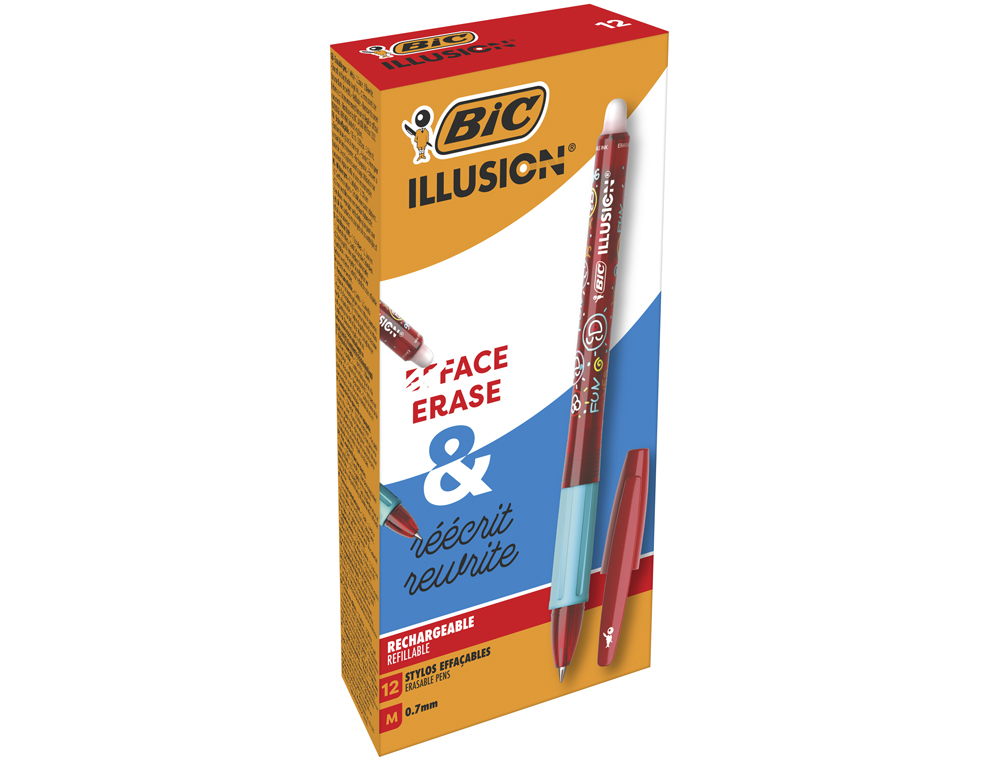 BOLIGRAFO BIC GELOCITY ILLUSION BORRABLE ROJO PUNTA DE 0,7 MM