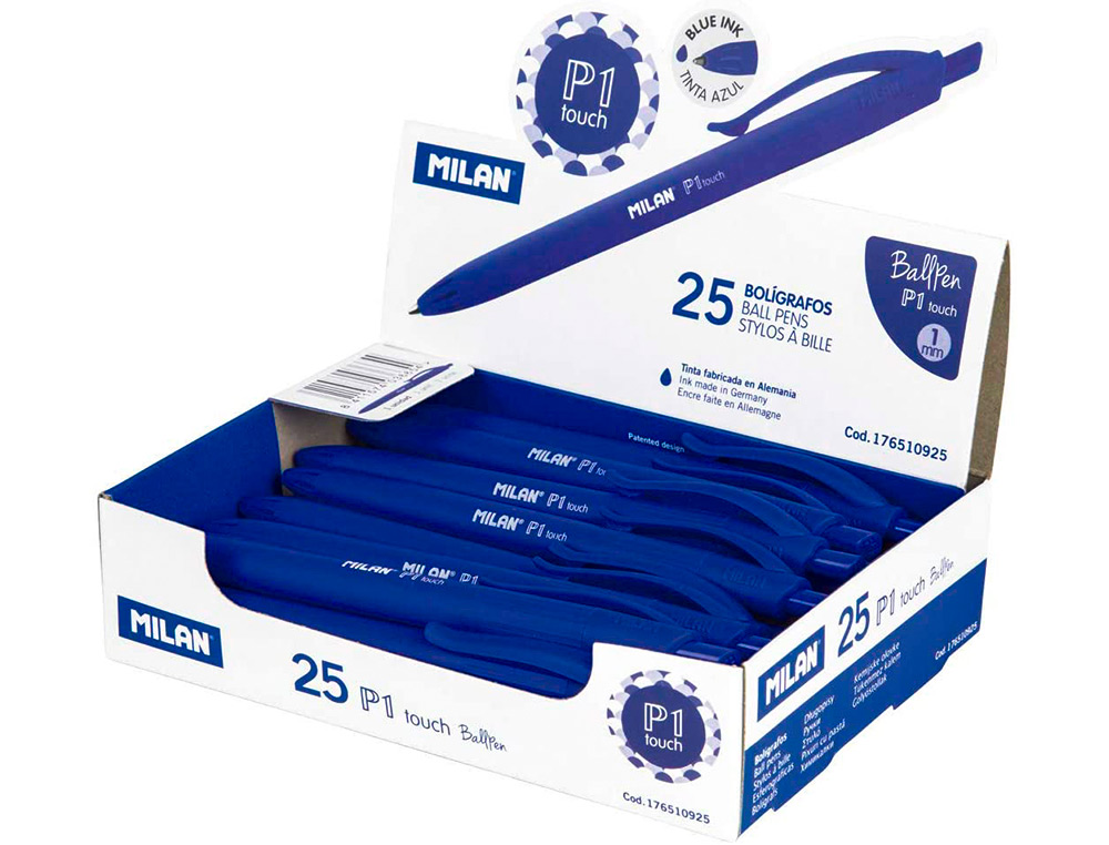 BOLIGRAFO MILAN P1 RETRACTIL 1 MM TOUCH AZUL