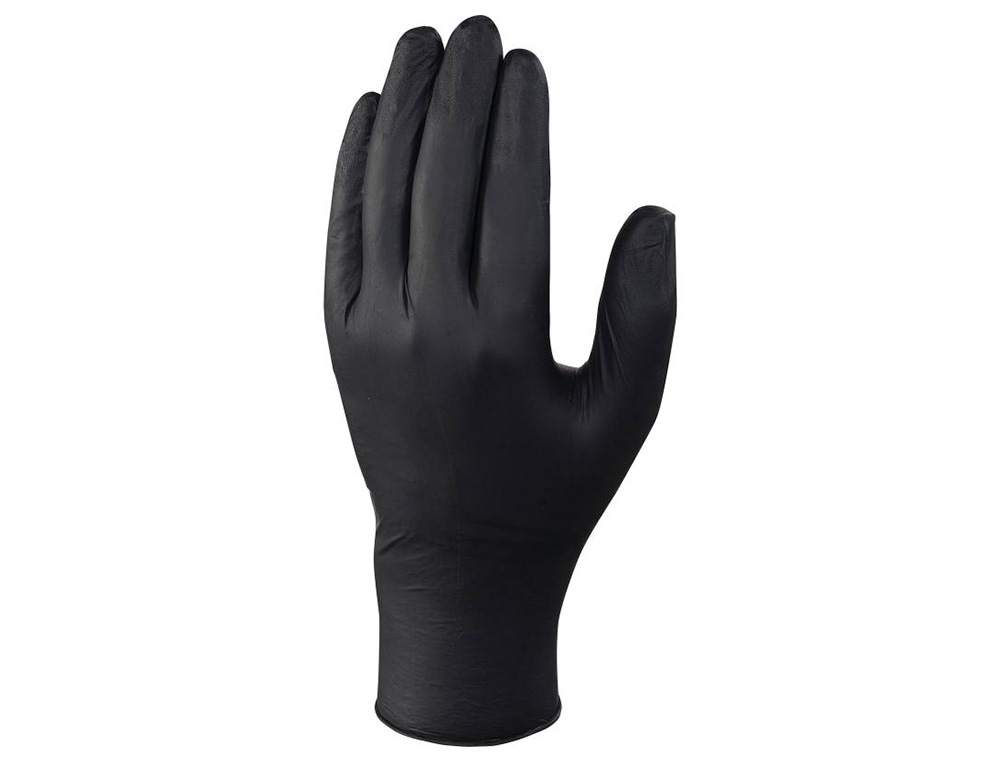 GUANTES DELTAPLUS DE NITRILO DESECHABLE NEGRO CAJA DE 100 UNIDADES TALLA 9-10