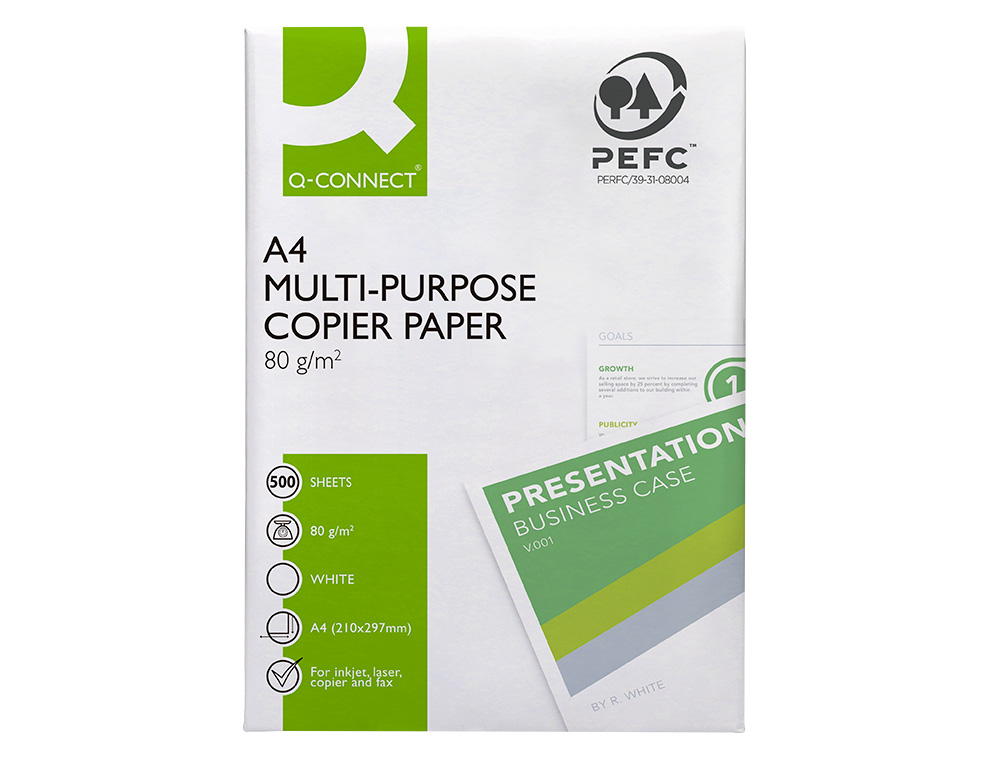 PAPEL FOTOCOPIADORA Q-CONNECT FASTER DIN A4 80 GRAMOS PAQUETE DE 500 HOJAS