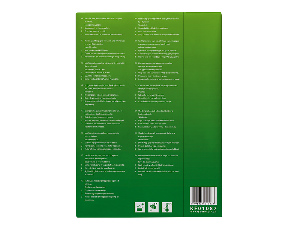 PAPEL FOTOCOPIADORA Q-CONNECT FASTER DIN A4 80 GRAMOS PAQUETE DE 500 HOJAS