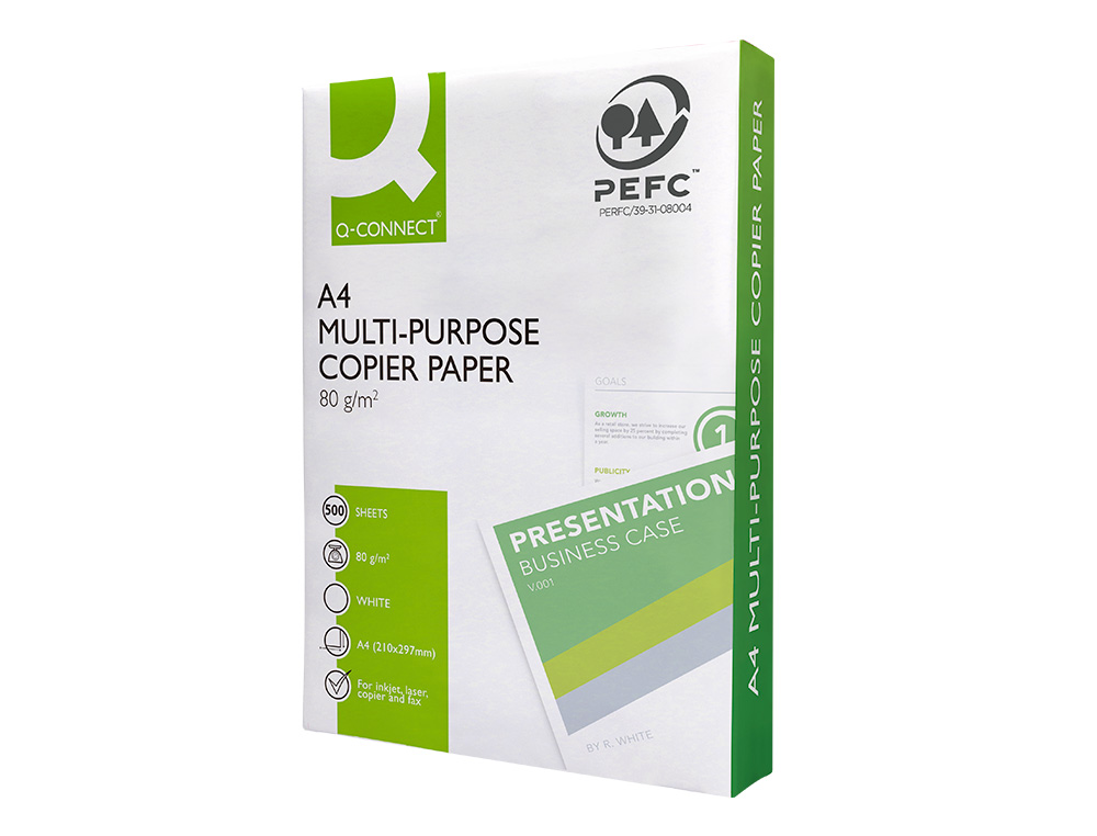 PAPEL FOTOCOPIADORA Q-CONNECT FASTER DIN A4 80 GRAMOS PAQUETE DE 500 HOJAS