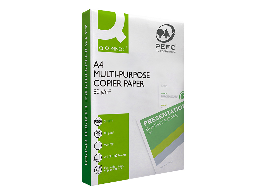 PAPEL FOTOCOPIADORA Q-CONNECT FASTER DIN A4 80 GRAMOS PAQUETE DE 500 HOJAS