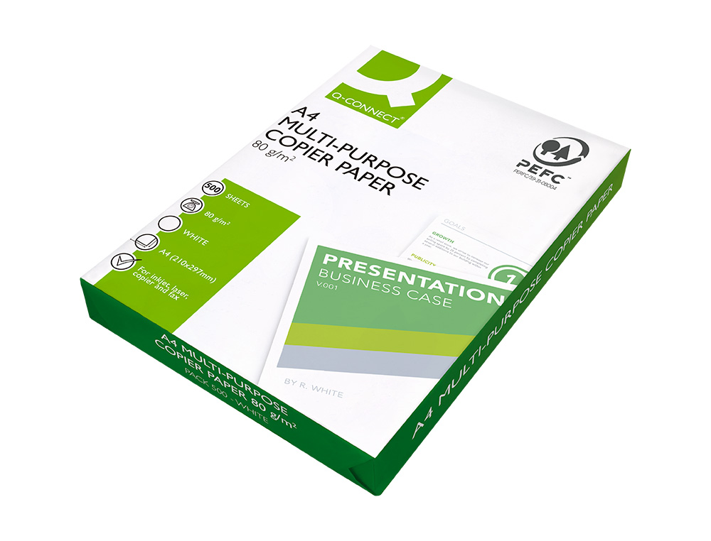 PAPEL FOTOCOPIADORA Q-CONNECT FASTER DIN A4 80 GRAMOS PAQUETE DE 500 HOJAS