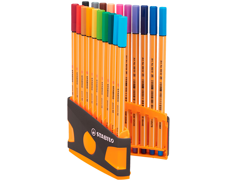 ROTULADOR STABILO PUNTA DE FIBRA POINT 88 COLOR PARADE ANTRACITA/NARANJA ESTUCHE DE 20 UNIDADES COLORES SURTIDOS