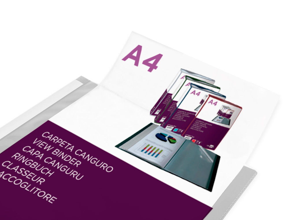 CARPETA LIDERPAPEL 60 FUNDAS CANGURO PP DIN A4 TRANSPARENTEPORTADA Y LOMO PERSONALIZABLE