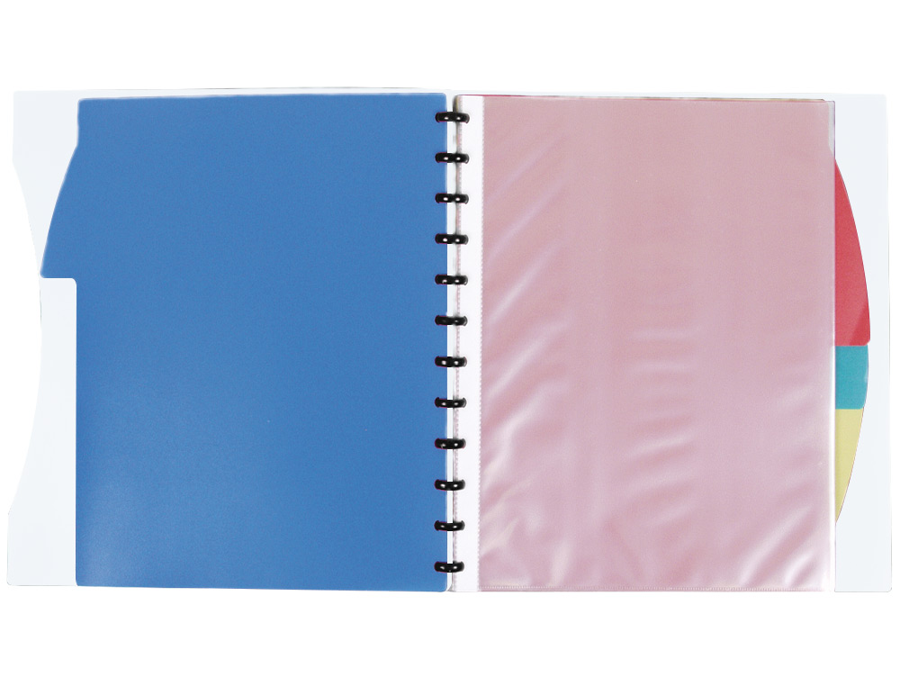 CARPETA LIDERPAPEL A4 CON 40 FUNDAS INTERCAMBIABLES 5 SEP SOBRE Y GOMILLA PORTADA Y LOMOPERSONALIZABLE TRANSPARENTE