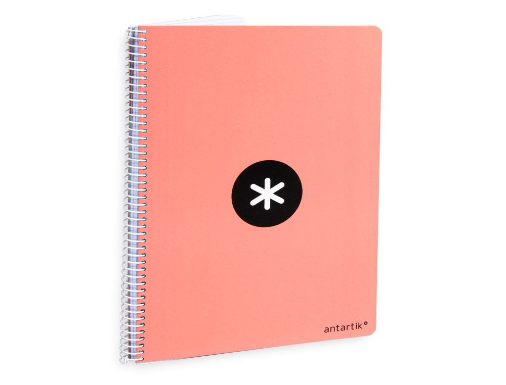 CUADERNO ESPIRAL A4 ANTARTIK TAPA DURA 80H 90GR CUADRO 4MM CON MARGEN COLOR CORAL