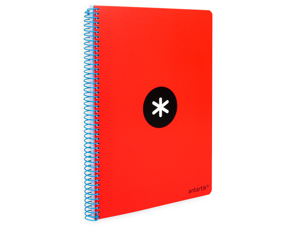 CUADERNO ESPIRAL A4 ANTARTIK TAPA DURA 80H 90GR CUADRO 4MM CON MARGEN COLOR ROJO