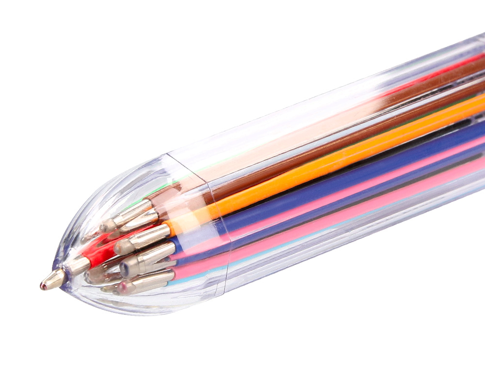 BOLIGRAFO LIDERPAPEL 10 EN 1 CUERPO TRANSPARENTE 10 COLORES 1 MM RETRACTIL