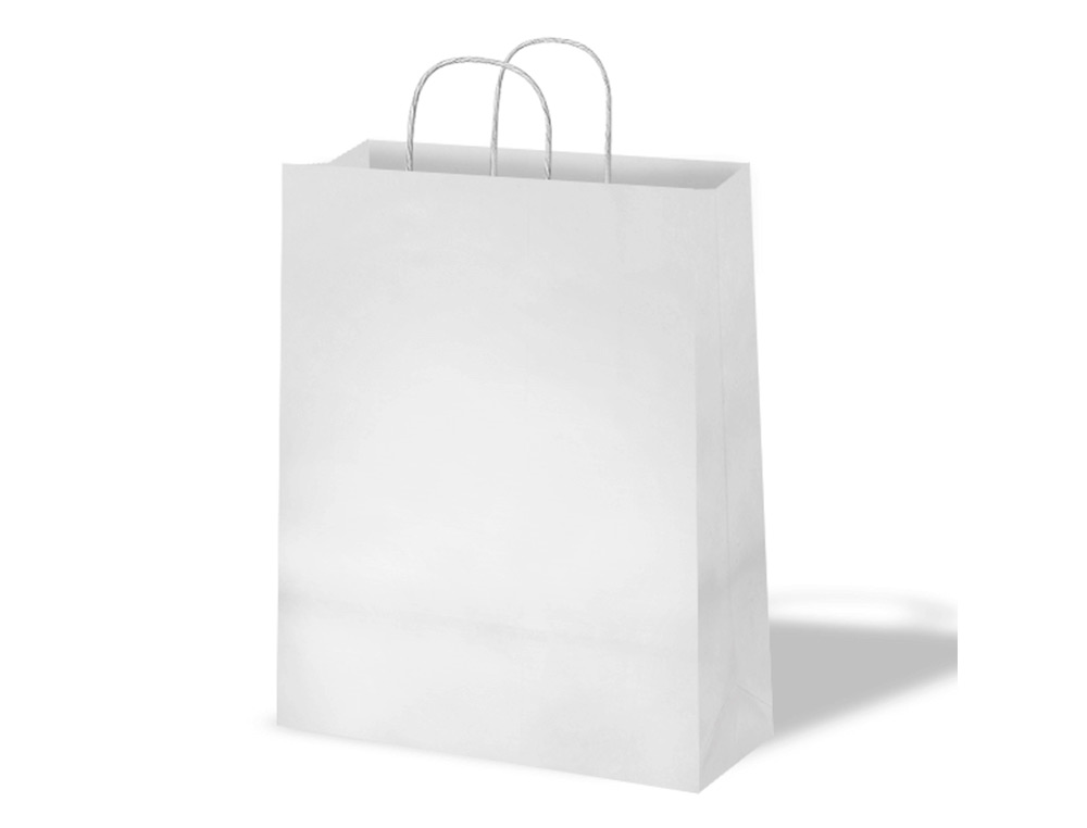 BOLSA KRAFT BASIKA CELULOSA BLANCO 90 GR ASA RETORCIDA TAMAÑO