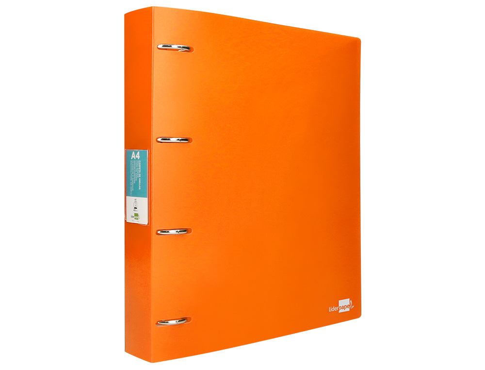 CARPETA LIDERPAPEL 4 ANILLAS MIXTAS 40 MM POLIPROPILENO DIN A4 NARANJA FLUOR OPACO