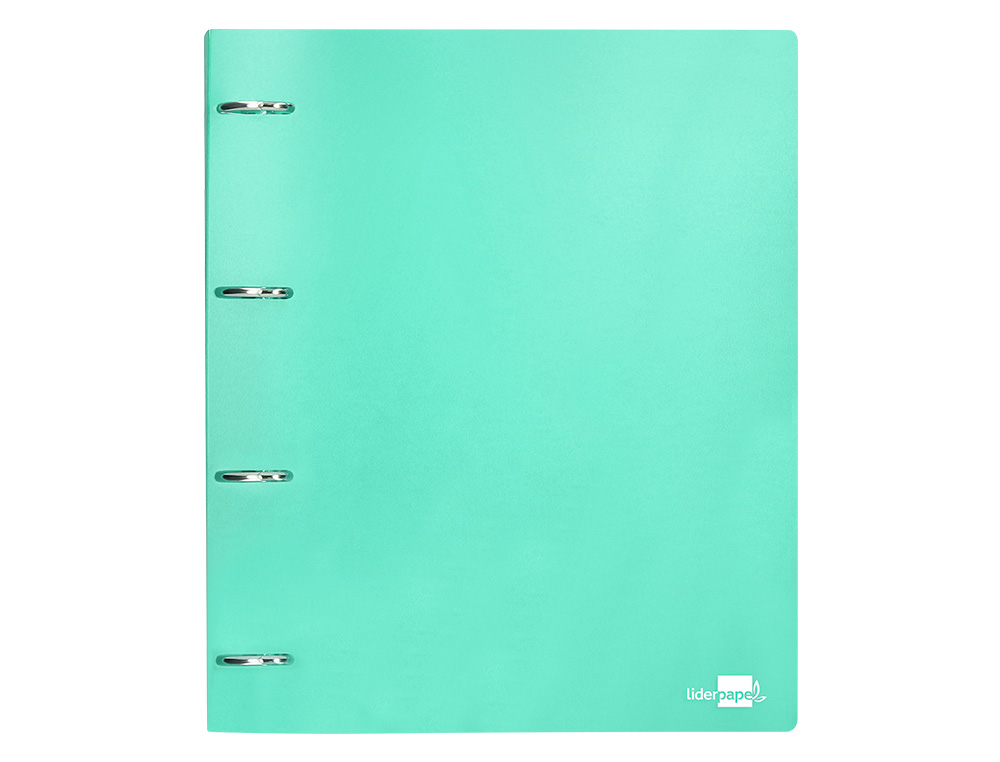 CARPETA LIDERPAPEL 4 ANILLAS MIXTAS 40 MM POLIPROPILENO DIN A4 VERDE MANZANA OPACO