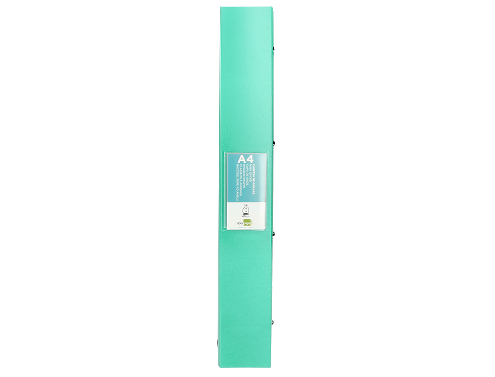 CARPETA LIDERPAPEL 4 ANILLAS MIXTAS 40 MM POLIPROPILENO DIN A4 VERDE MANZANA OPACO