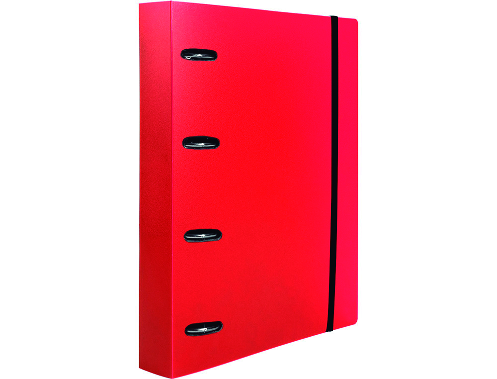 CARPETA CON RECAMBIO LIDERPAPEL A4 CUADRO 5MM 100 HOJAS 80G POLIPROPILENO 4 ANILLAS 40MM ROJO TRANSLUCIDO