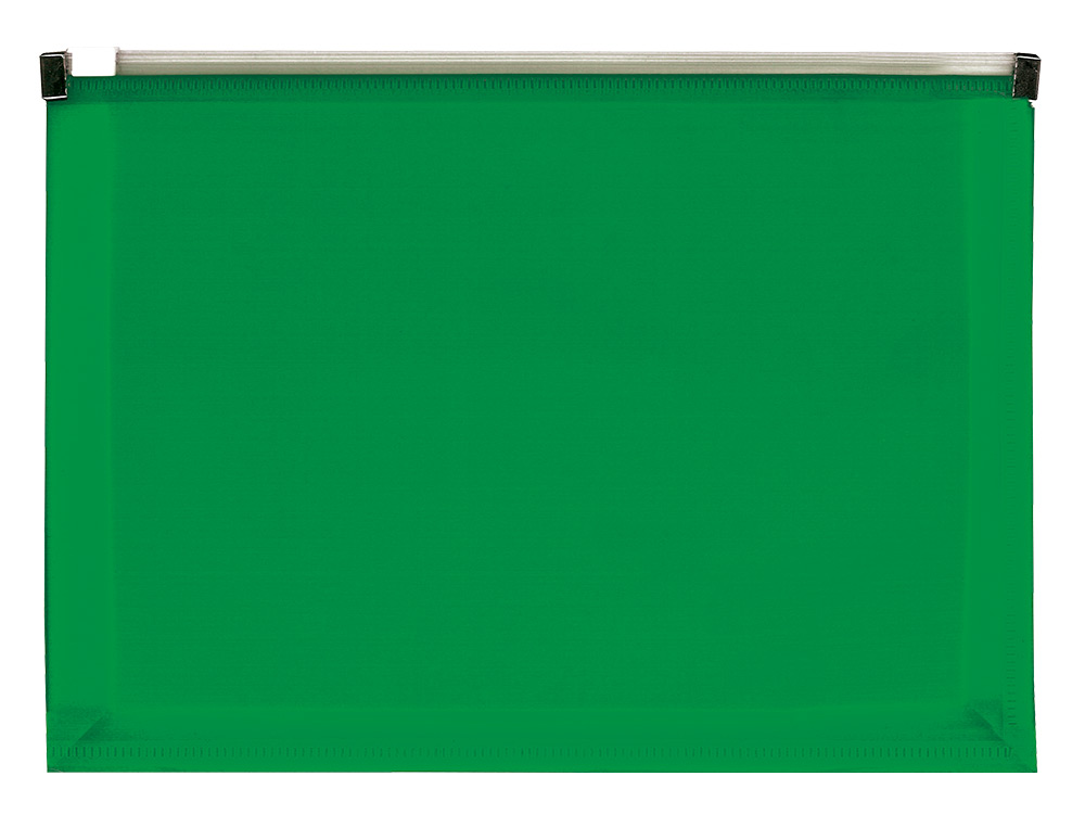 CARPETA DOSSIER LIDERPAPEL A4 CIERRE DE CREMALLERA VERDE TRANSLUCIDO