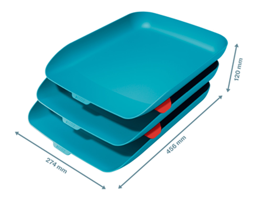 BANDEJA SOBREMESA PLASTICO LEITZ COSY SET DE 3 UNIDADES AZUL 274X120X456 MM