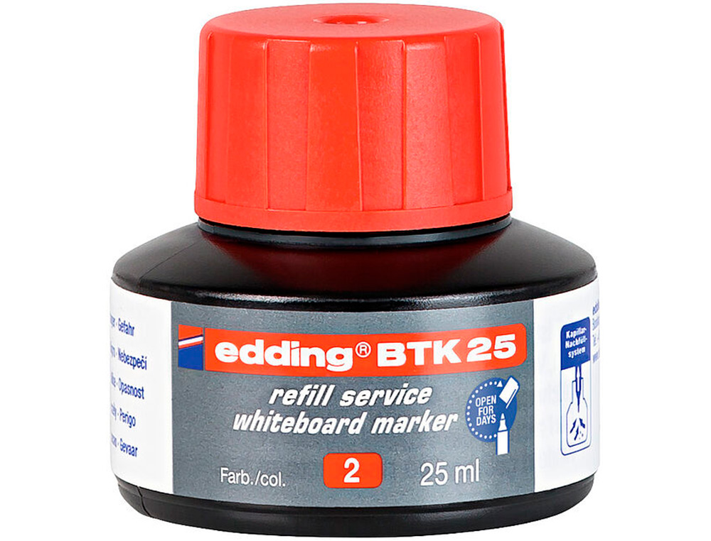 TINTA ROTULADOR EDDING PIZARRA BLANCA BTK-25 COLOR ROJO BOTE 25 ML