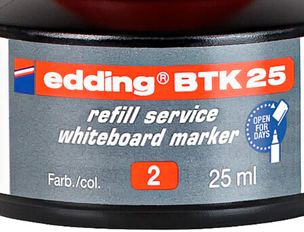 TINTA ROTULADOR EDDING PIZARRA BLANCA BTK-25 COLOR ROJO BOTE 25 ML