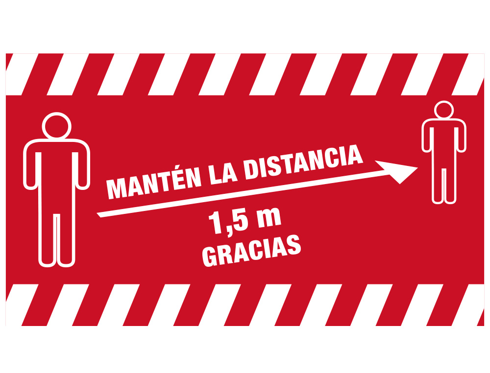 ALFOMBRA PARA SUELO DE PASO NOVUS MANTEN LA DISTANCIA DE 1,5 M GRACIAS FONDO ROJO 85X150 CM