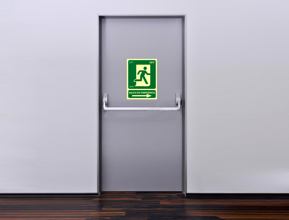 PICTOGRAMA ARCHIVO 2000 SALIDA DE EMERGENCIA DERECHA PVC VERDE LUMINISCENTE 224X300 MM