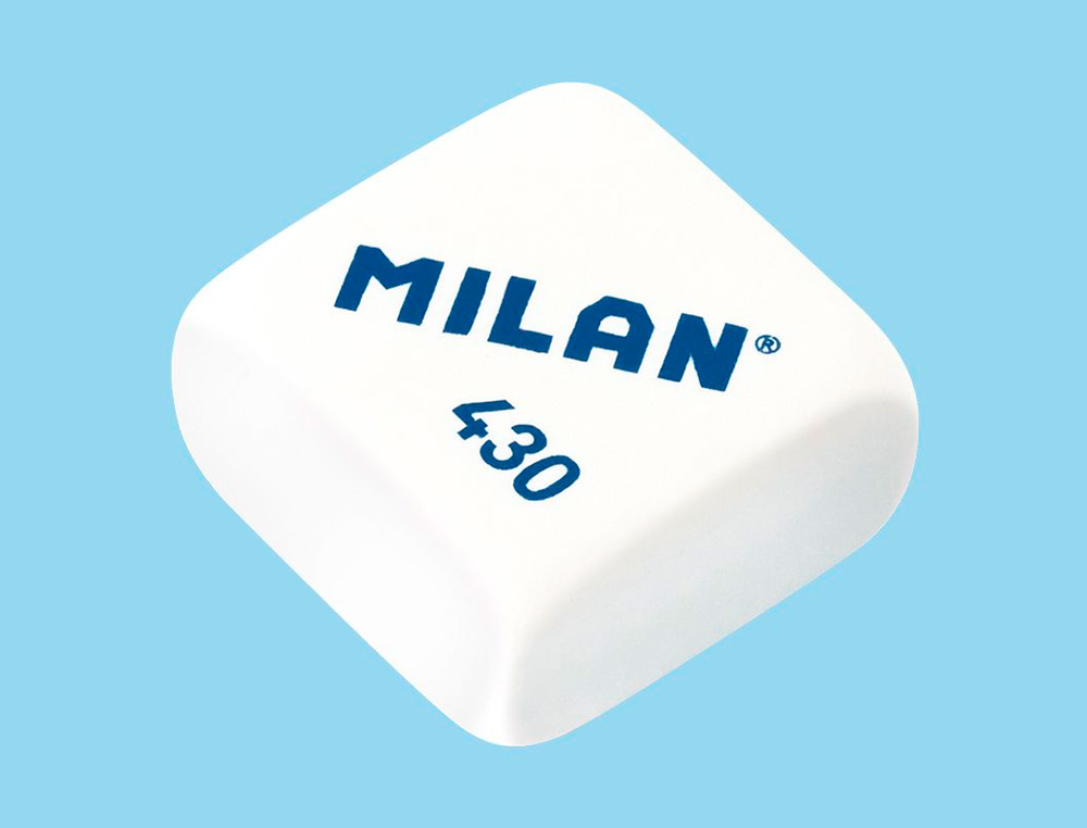 SACAPUNTAS MILAN COMPACT TOUCH DUO PLASTICO 2 USOS CON GOMA + 2 RECAMBIOS DE GOMA EN BLISTER