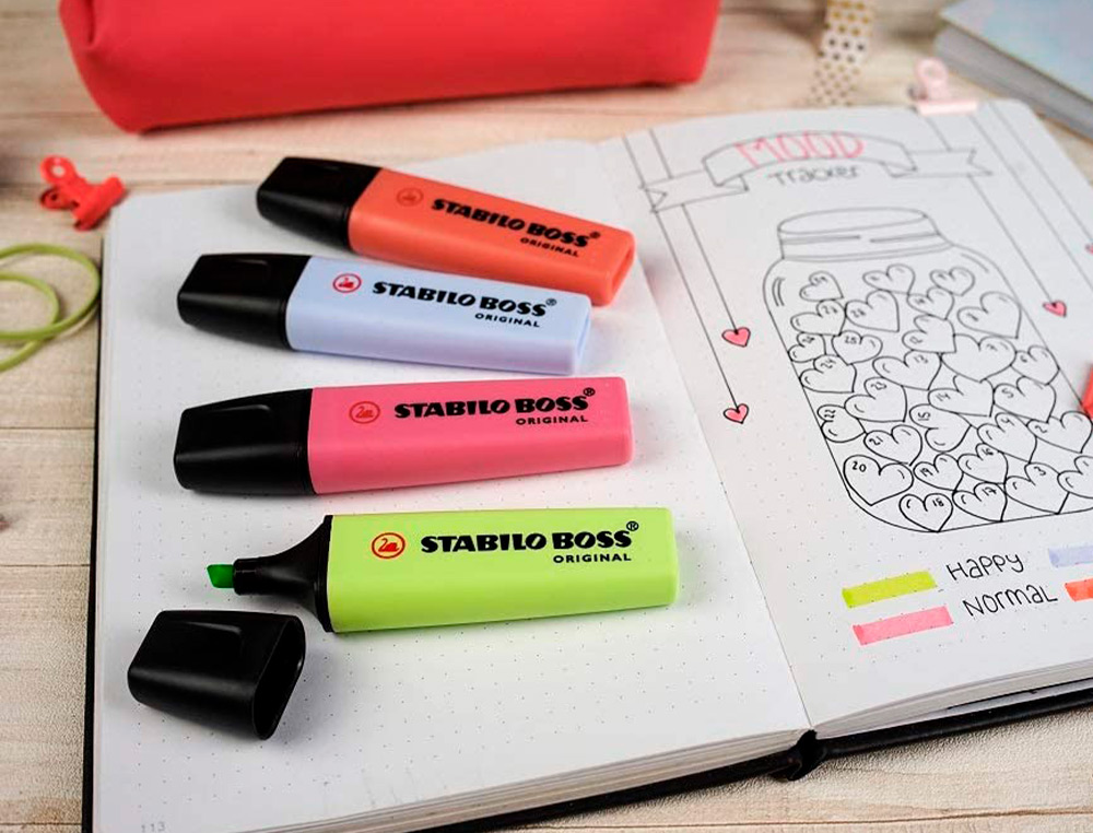 ROTULADOR STABILO BOSS FLUORESCENTE 70 PASTEL ESTUCHE DE 4 UNIDADES COLORES