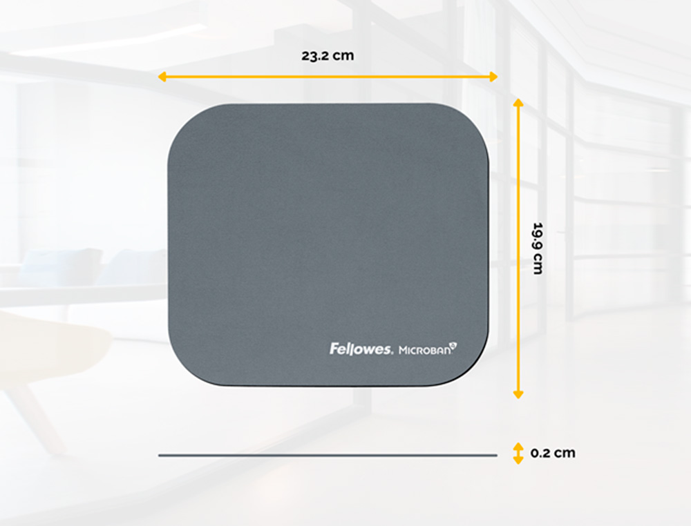 ALFOMBRILLA PARA RATON FELLOWES CON PROTECCION MICROBAN COLOR GRIS 226X192X3 MM