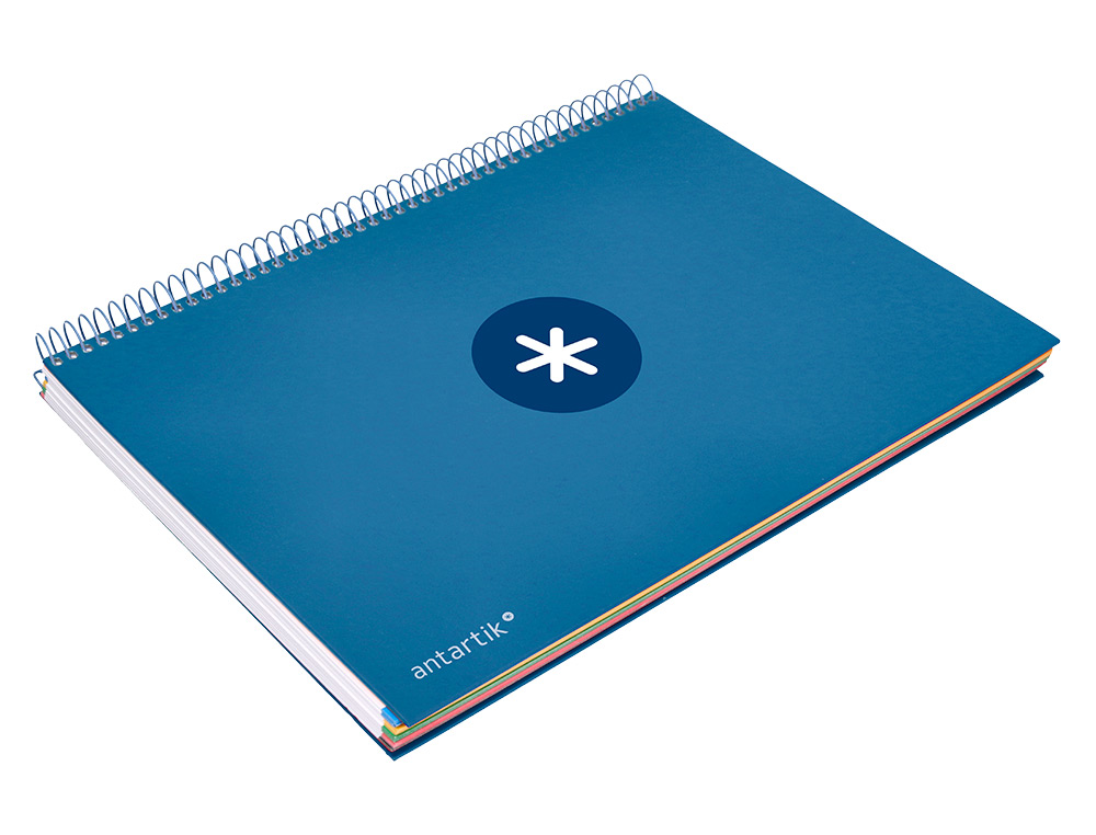 CUADERNO ESPIRAL A4 MICRO ANTARTIK TAPA FORRADA 120H 90 GR CUADRO 5MM 5 BANDAS 4 TALADROS COLOR AZUL MARINO