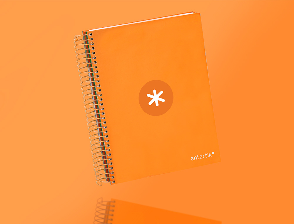 CUADERNO ESPIRAL A5 MICRO ANTARTIK TAPA FORRADA120H 90 GR CUADRO 5MM 5 BANDAS6 TALADROS COLOR MOSTAZA