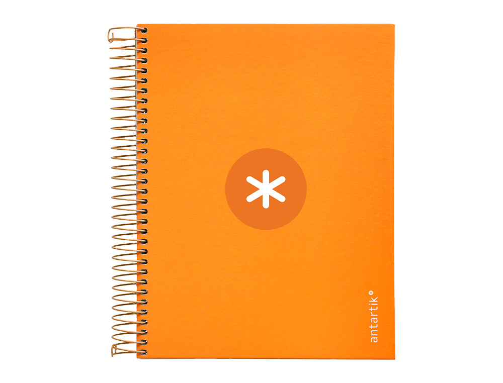 CUADERNO ESPIRAL A5 MICRO ANTARTIK TAPA FORRADA120H 90 GR CUADRO 5MM 5 BANDAS6 TALADROS COLOR MOSTAZA