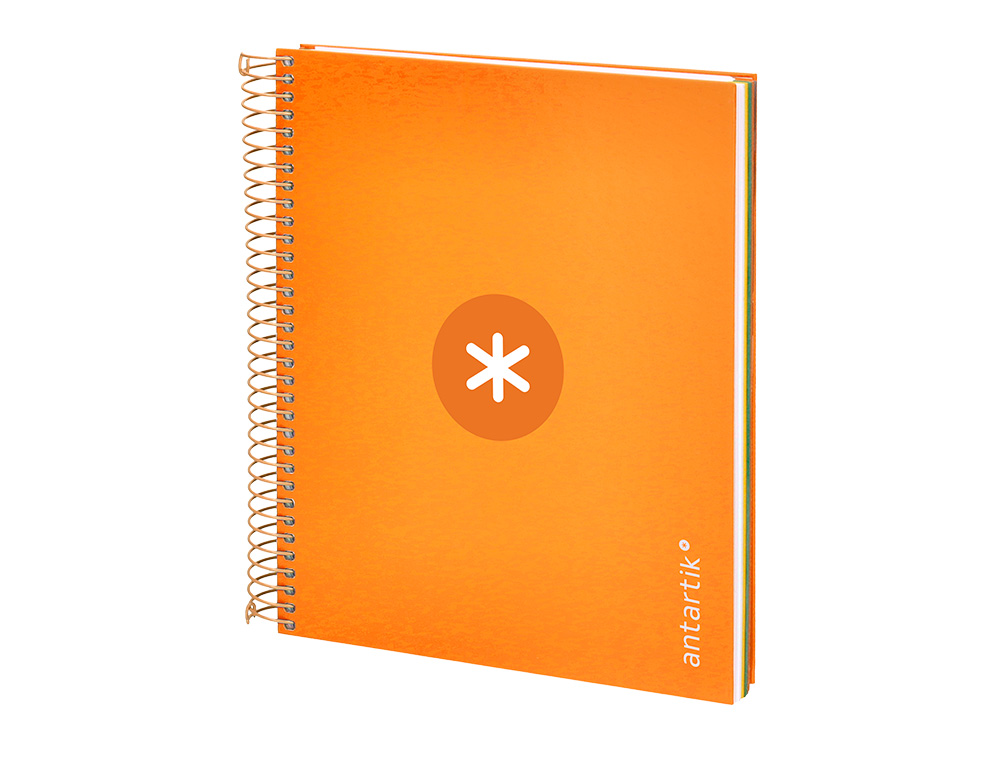 CUADERNO ESPIRAL A5 MICRO ANTARTIK TAPA FORRADA120H 90 GR CUADRO 5MM 5 BANDAS6 TALADROS COLOR MOSTAZA