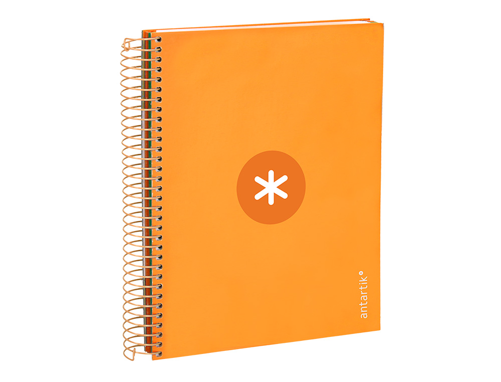 CUADERNO ESPIRAL A5 MICRO ANTARTIK TAPA FORRADA120H 90 GR CUADRO 5MM 5 BANDAS6 TALADROS COLOR MOSTAZA