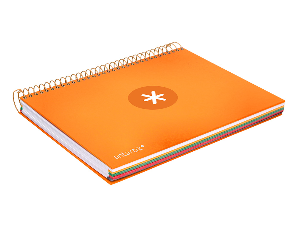 CUADERNO ESPIRAL A5 MICRO ANTARTIK TAPA FORRADA120H 90 GR CUADRO 5MM 5 BANDAS6 TALADROS COLOR MOSTAZA