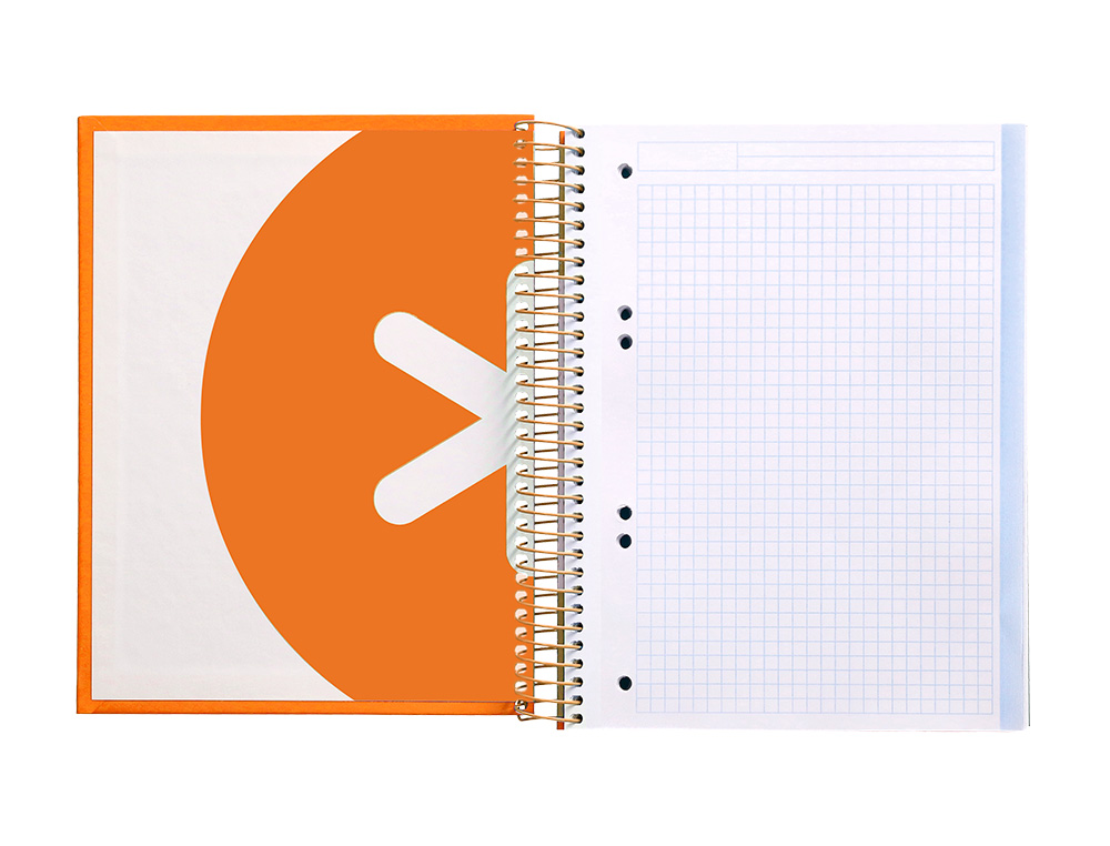 CUADERNO ESPIRAL A5 MICRO ANTARTIK TAPA FORRADA120H 90 GR CUADRO 5MM 5 BANDAS6 TALADROS COLOR MOSTAZA