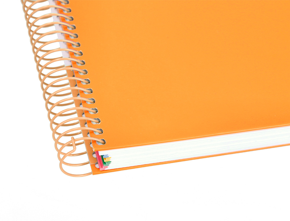 CUADERNO ESPIRAL A5 MICRO ANTARTIK TAPA FORRADA120H 90 GR CUADRO 5MM 5 BANDAS6 TALADROS COLOR MOSTAZA