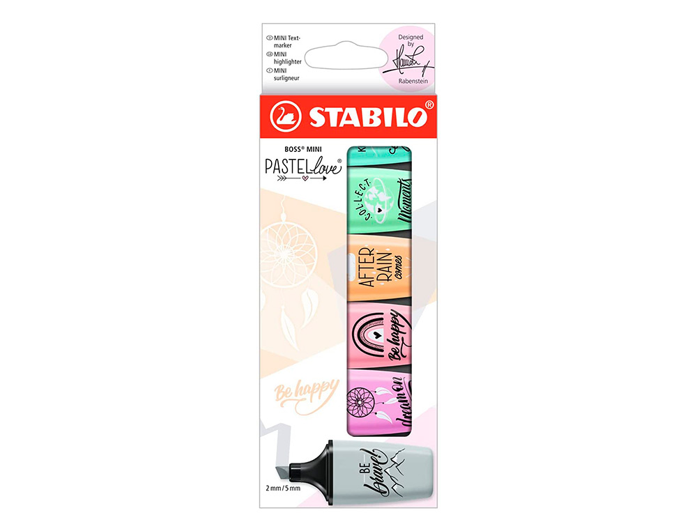ROTULADOR STABILO BOSS MINI PASTEL LOVE ESTUCHE DE 6 UNIDADES COLORES SURTIDOS