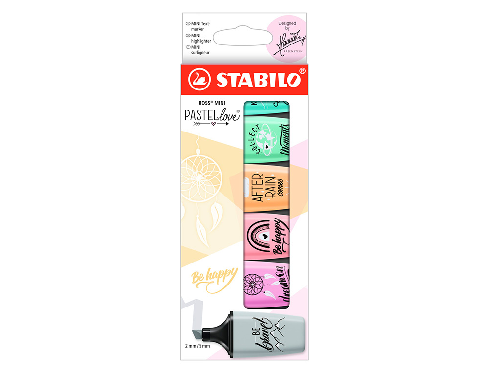 ROTULADOR STABILO BOSS MINI PASTEL LOVE ESTUCHE DE 6 UNIDADES COLORES SURTIDOS