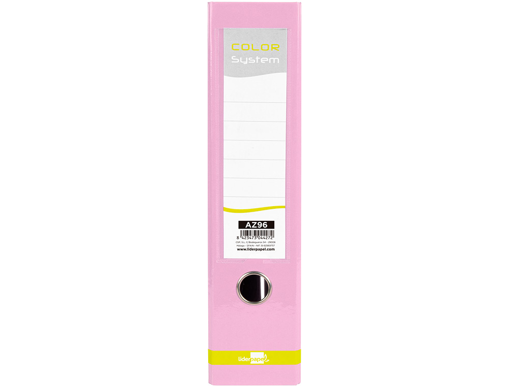 ARCHIVADOR DE PALANCA LIDERPAPEL A4 COLOR SYSTEM FORRADO SIN RADO LOMO 80 MM ROSA COMPRESOR METALICO