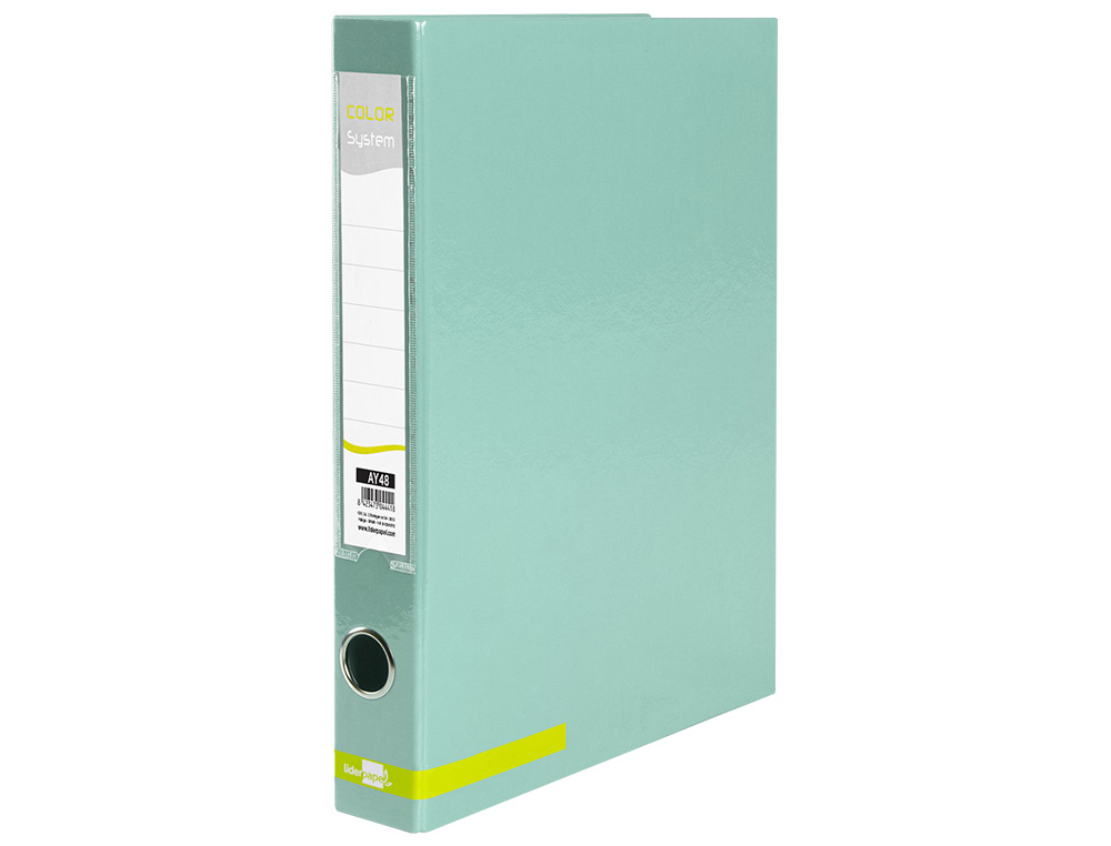 CARPETA DE 2 ANILLAS 25 MM MIXTAS LIDERPAPEL A4 FORRADO COLOR SYSTEM CON OLLAO Y TARJETERO MENTA