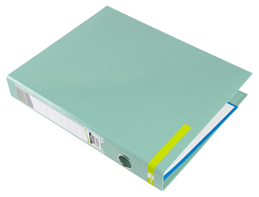 CARPETA DE 2 ANILLAS 25 MM MIXTAS LIDERPAPEL A4 FORRADO COLOR SYSTEM CON OLLAO Y TARJETERO MENTA