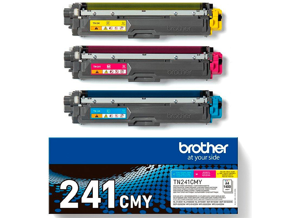 TONER BROTHER TN241CMY HL3140 / 3170 / 3150 / DCP9020 / MFC9140 / 9330 / 9340 CIAN MAGENTA YELLOW 1500 PAGINAS