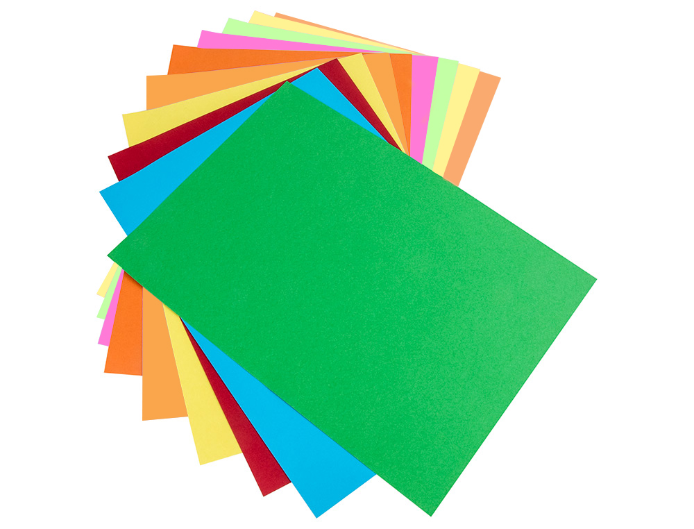 BLOC TRABAJOS MANUALES LIDERPAPEL CARTULINA 240X315MM 10 HOJAS 5 COLORES NEON + 5 COLORES INTENSOS