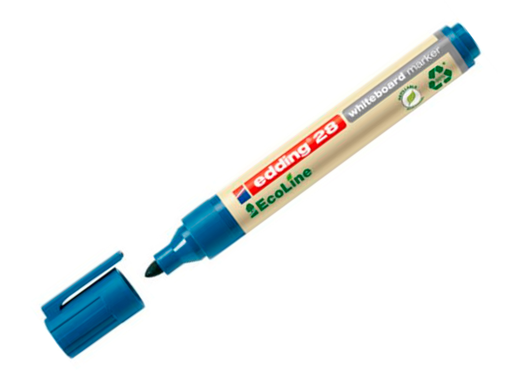 ROTULADOR EDDING 28 PARA PIZARRA BLANCA ECOLINE 90% RECICLADO COLOR AZUL PUNTA REDONDA 1,5-3 MM RECARGABLE