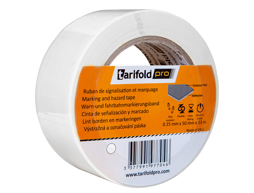CINTA ADHESIVA DJOIS PARA MARCAJE Y SEALIZACION DE SUELO 33 MT X 50 MM COLOR BLANCO